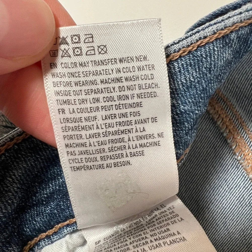 American Eagle High Rise Mom Jeans Stretch Medium Wash 8 Long Slim Leg - Picture 7 of 11